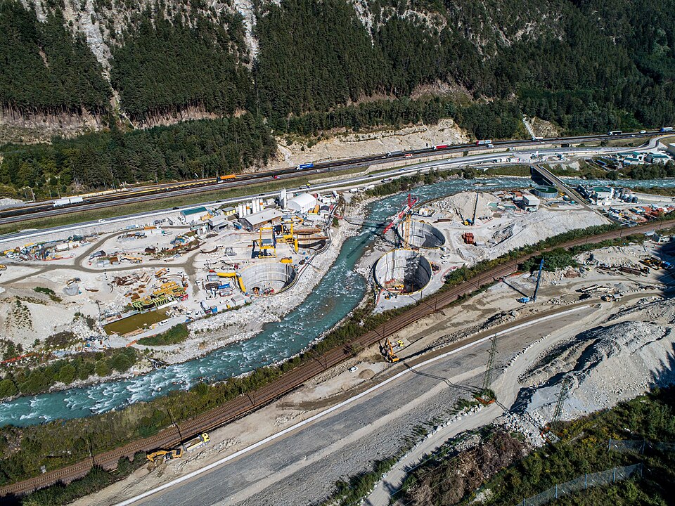 Brenner Base Tunnel construction site seen from above