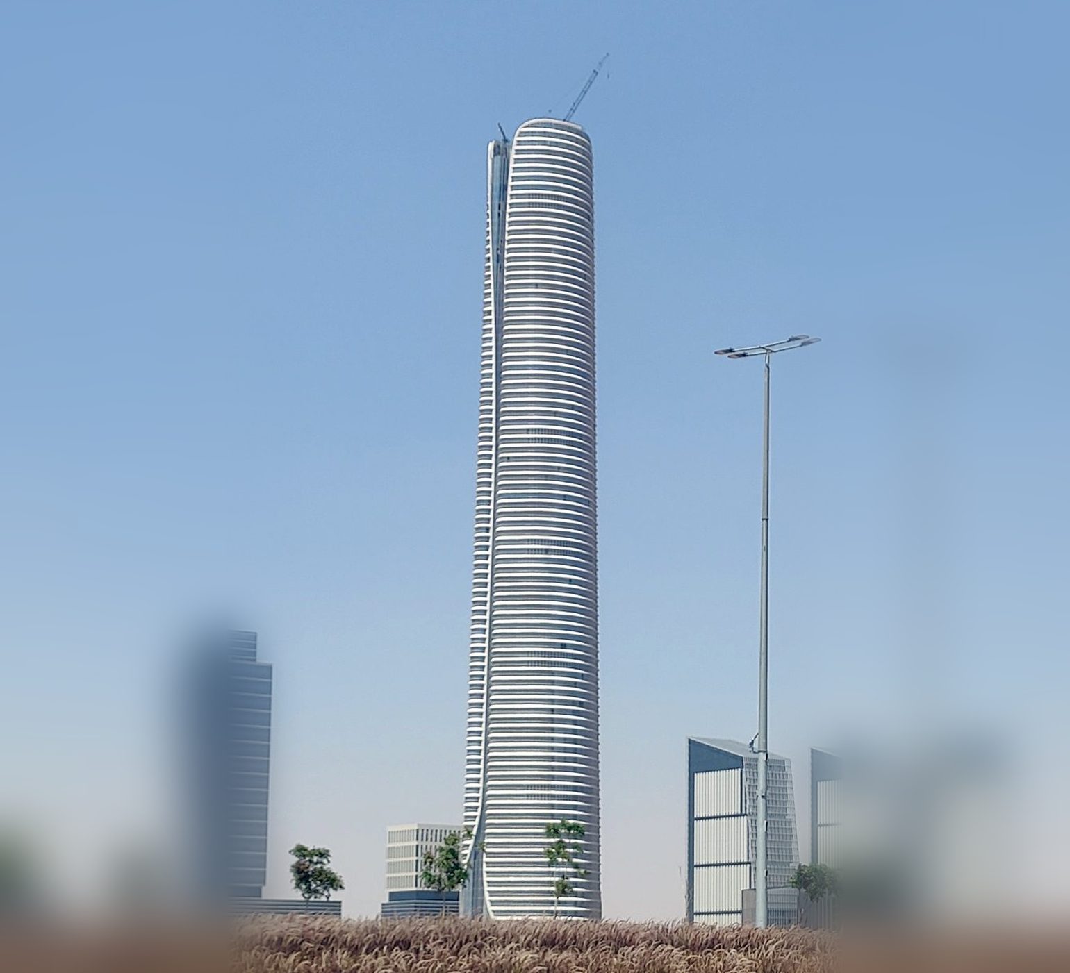 The white, curving Iconic Tower in Egypt's New Administrative Capital