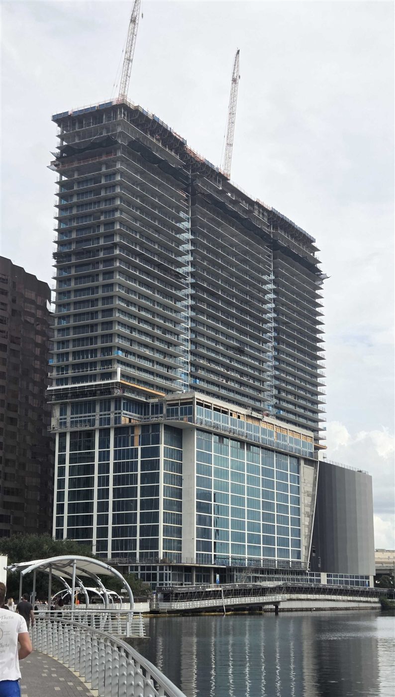 Pendry Tampa tower under construction beside the Hillsborough River