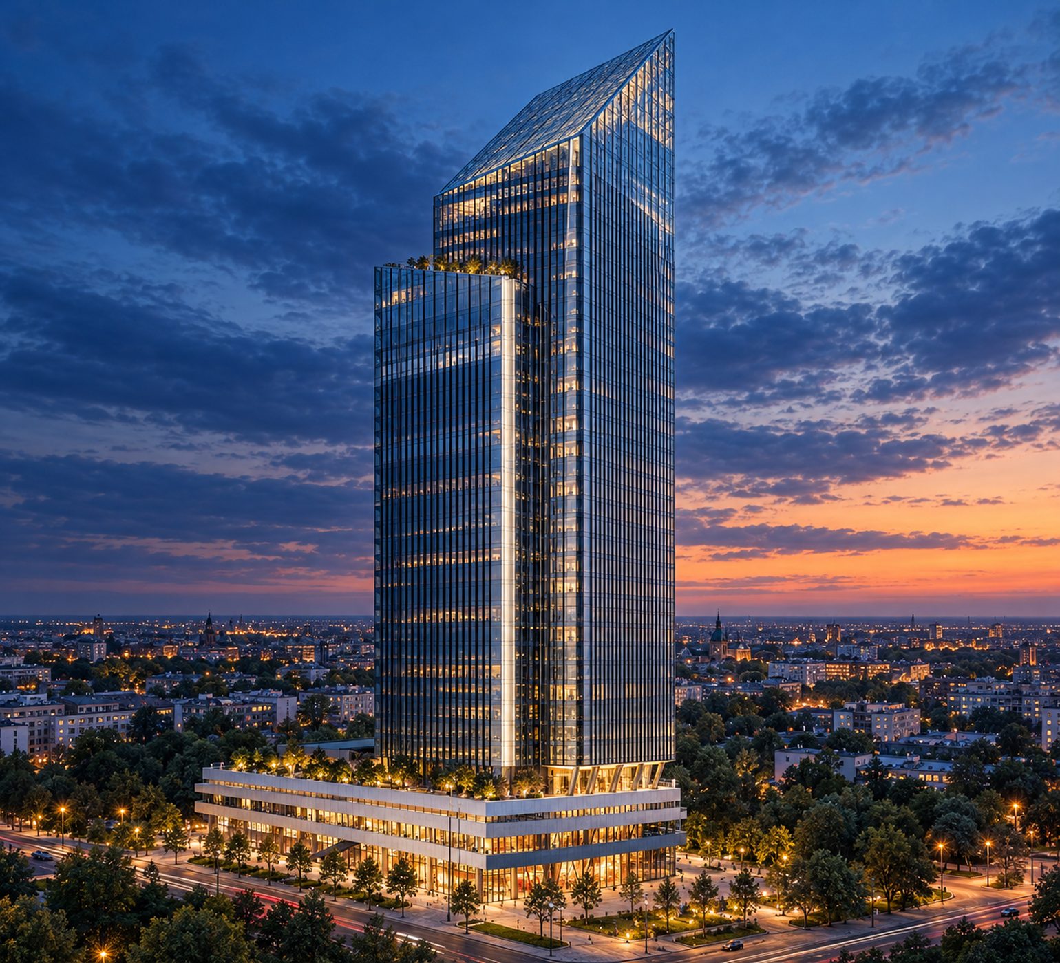 Illustration of Lilium Tower in Warsaw